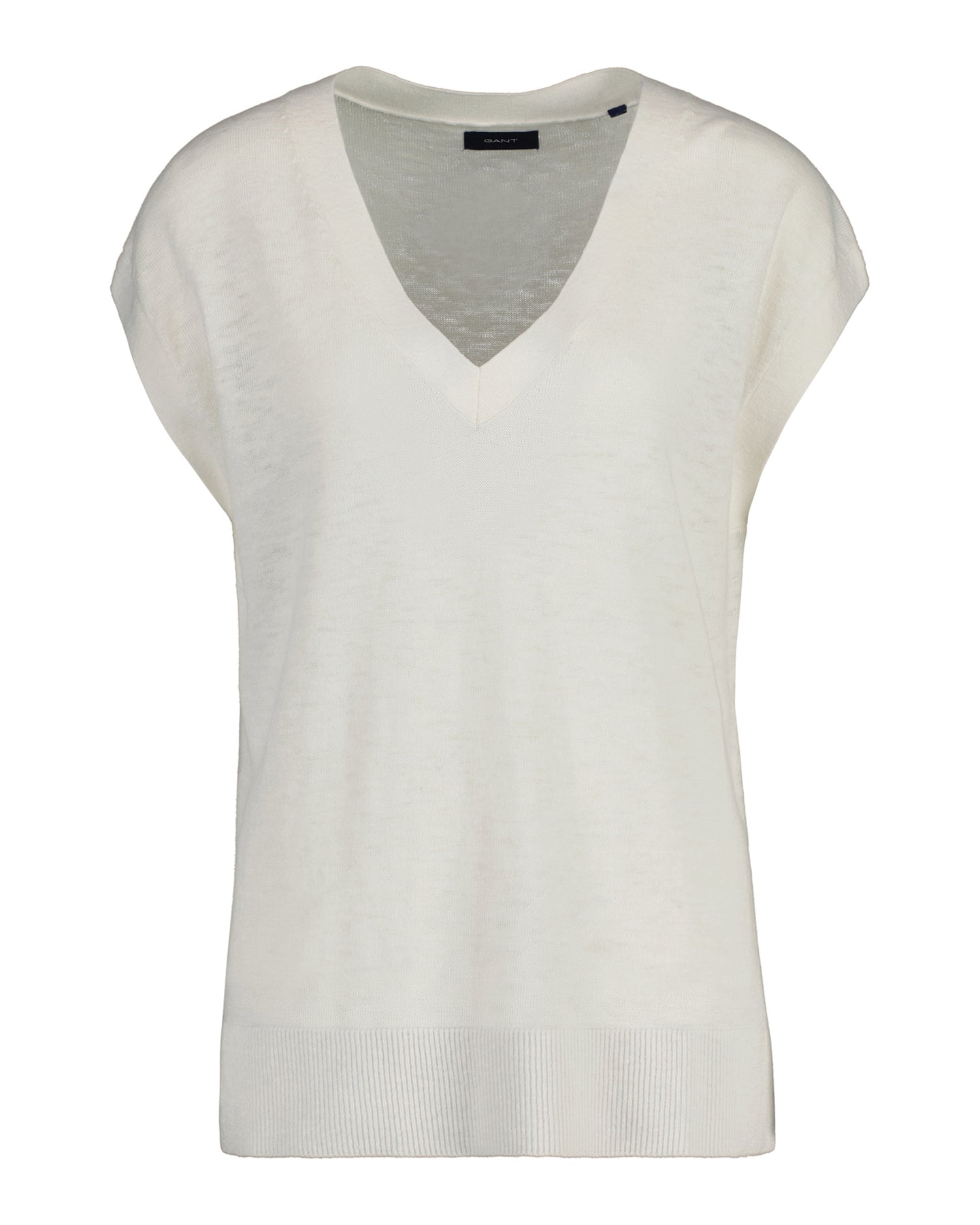 Linen-Blend V-Neck Vest - White