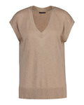 Linen-Blend V-Neck Vest - Horn Beige
