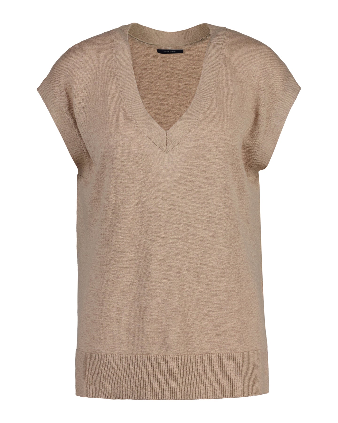Linen-Blend V-Neck Vest - Horn Beige
