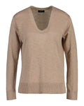 Linen-Blend V-Neck - Horn Beige