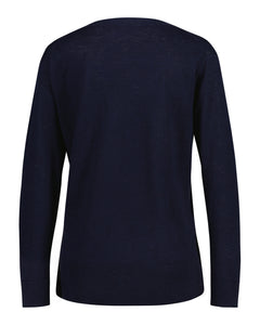 Linen-Blend V-Neck - Evening Blue