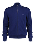 Casual Cotton Zip Cardigan - Marine Melange
