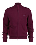 Casual Cotton Zip Cardigan - Plumped Red