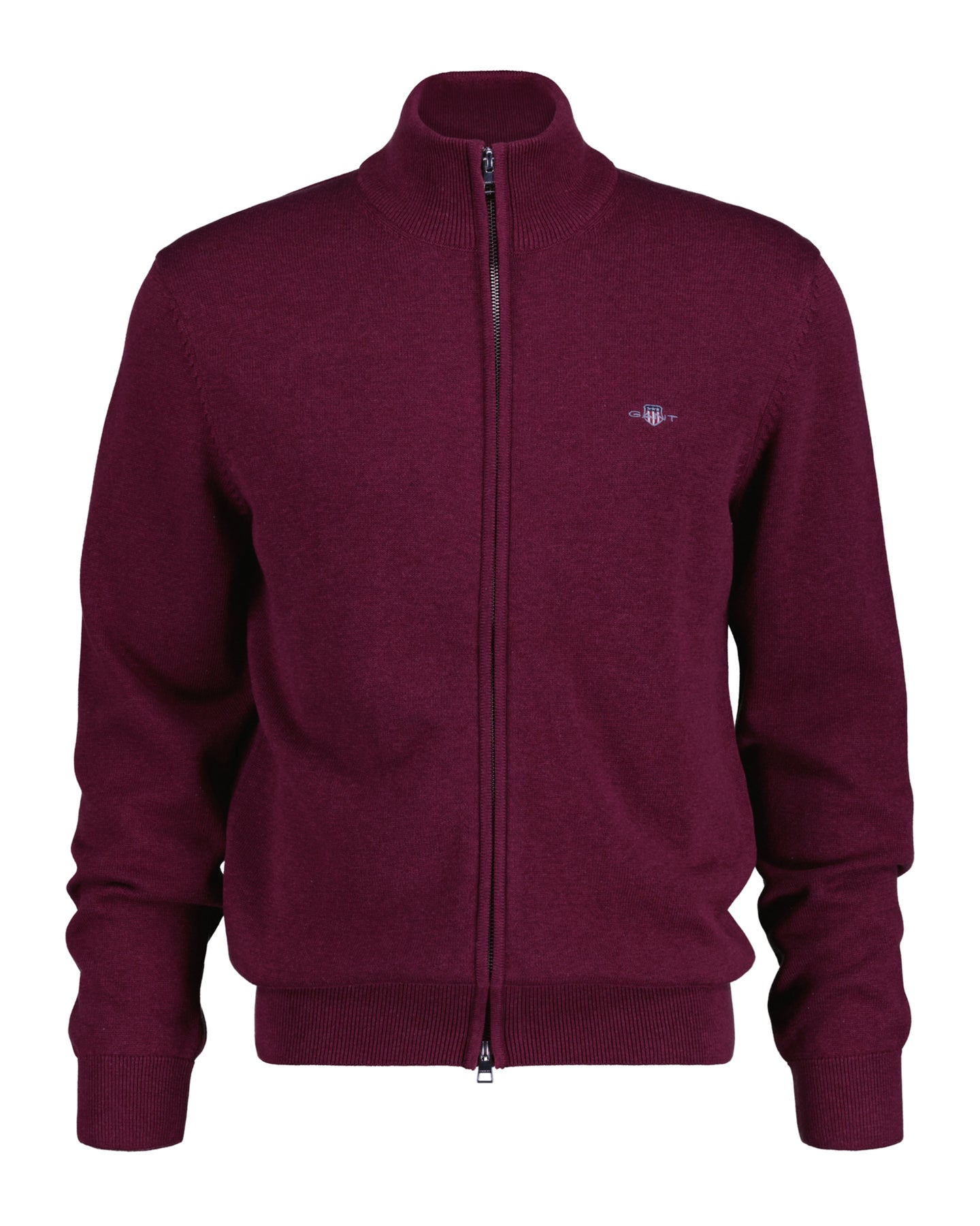 Casual Cotton Zip Cardigan - Plumped Red
