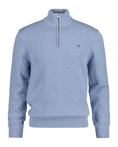 Casual Cotton Halfzip - Light Blue Melange