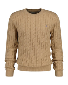 Cotton Cable C-Neck - Khaki Melange