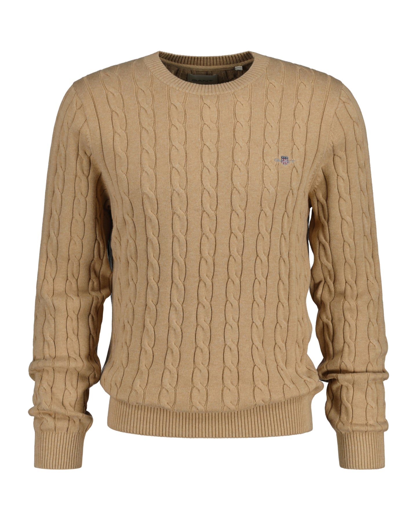 Cotton Cable C-Neck - Khaki Melange