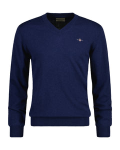 Ctn/Wo V-Neck - Marine Melange