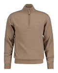 Superfine Lambswool Half Zip - Dark Sand Melange