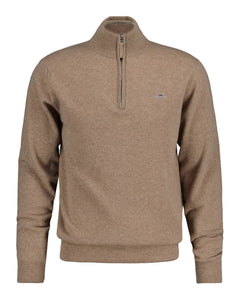 Superfine Lambswool Half Zip - Dark Sand Melange