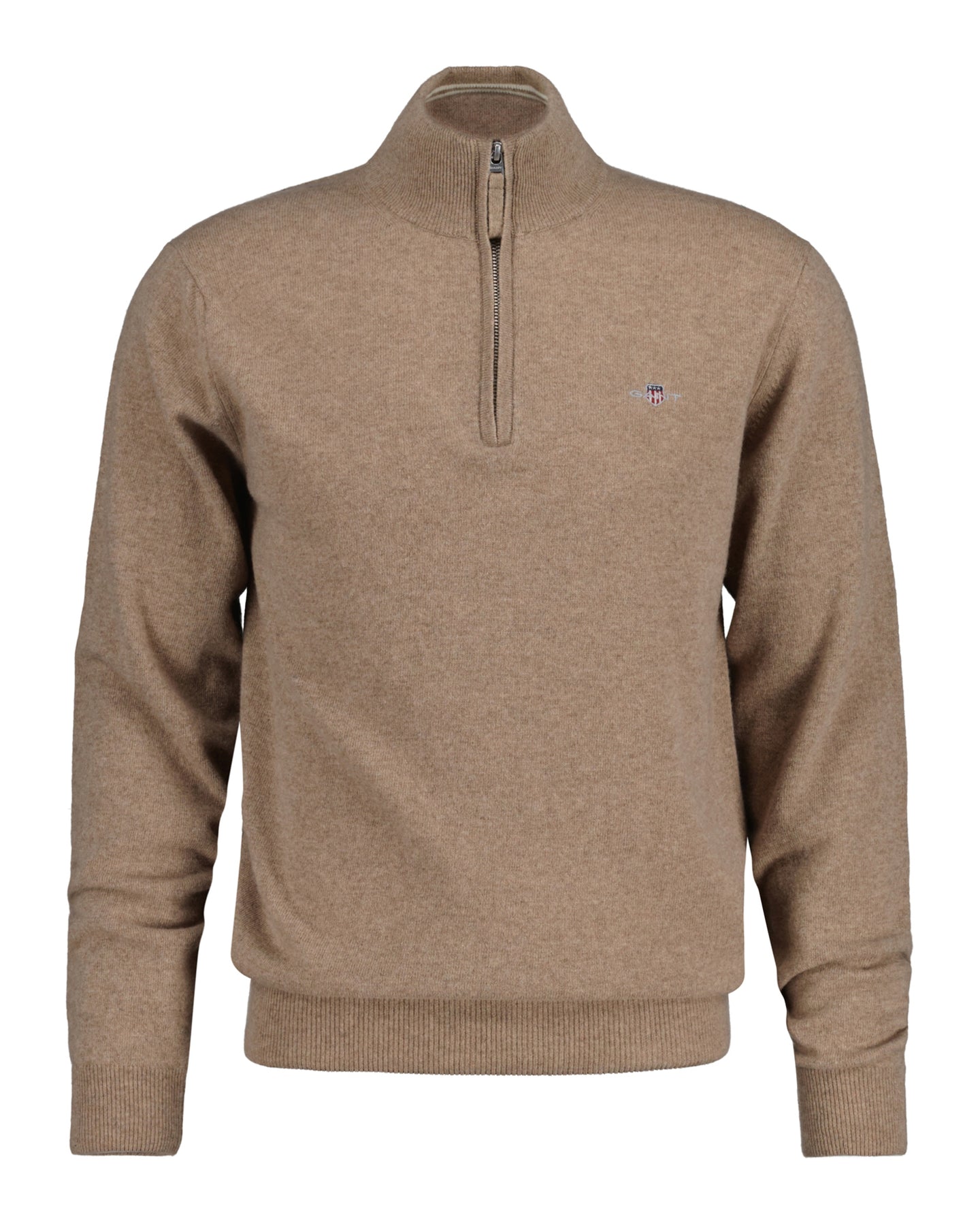 Superfine Lambswool Half Zip - Dark Sand Melange