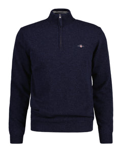 Superfine Lambswool Half Zip - Dark Navy Melange