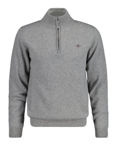 Superfine Lambswool Half Zip - Grey Melange