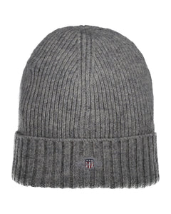 Shield Wool Beanie - Unisex  - Grey Melange