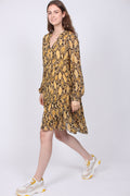 Snake Midi Dress - Chai Tea - Second Female - Kjoler - VILLOID.no