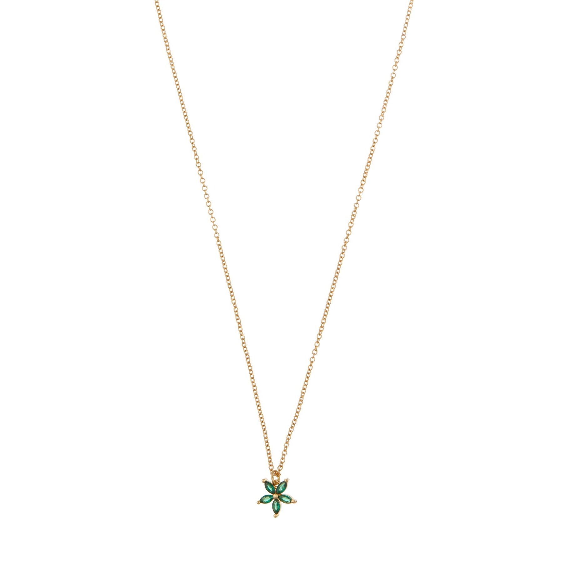 Crystal Flower Ditsy Necklace - Emerald