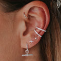 Fine Pave Single Ear Cuff - Silver