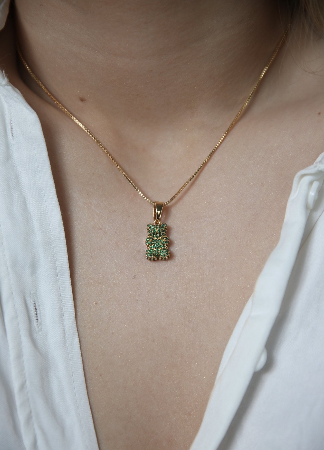 Pave Nostalgia Bear - Emerald Green