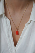 Nostalgia Bear with Pave Connector - Sangria