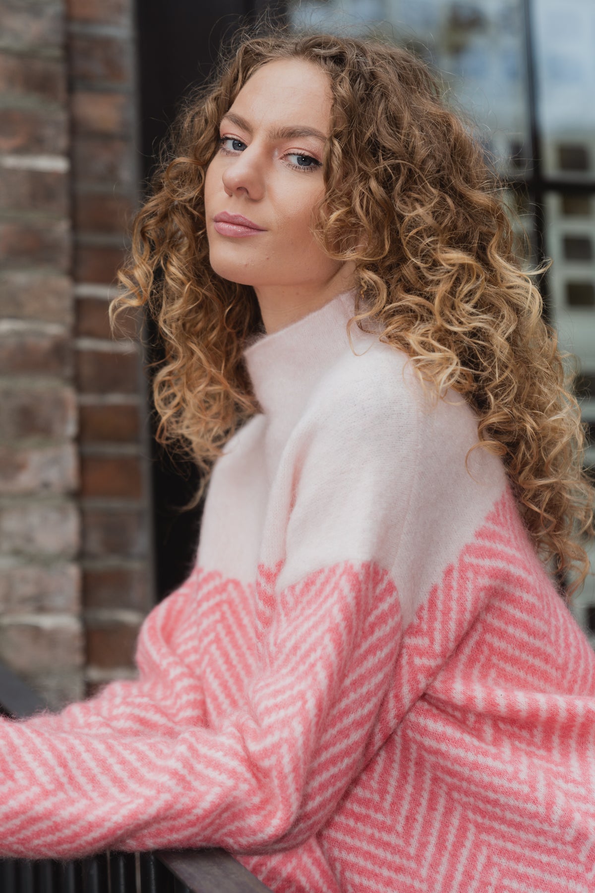Herrin Knit T-Neck - Camellia Rose