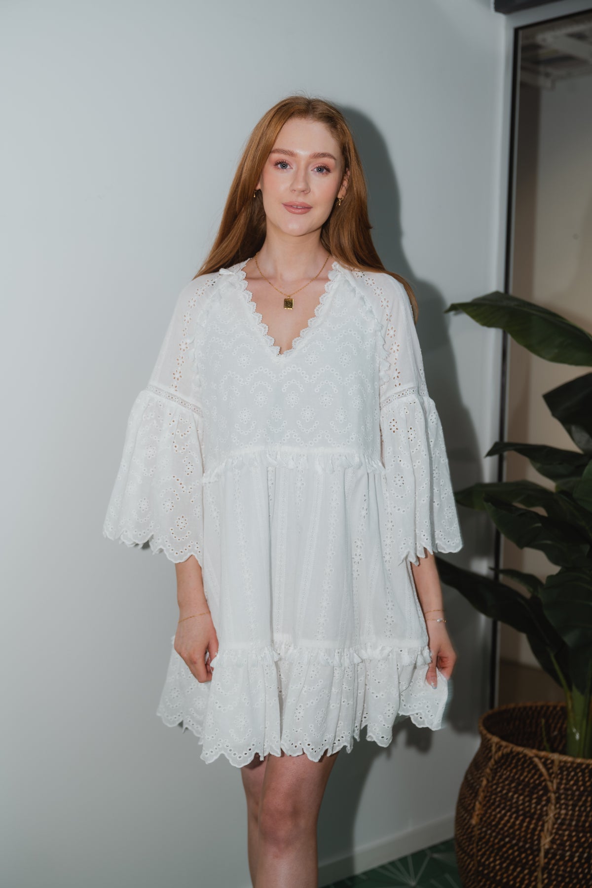Khloe Tassel Mini Dress - White