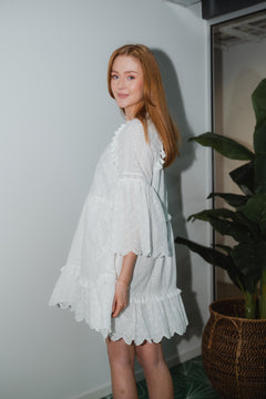 Khloe Tassel Mini Dress - White