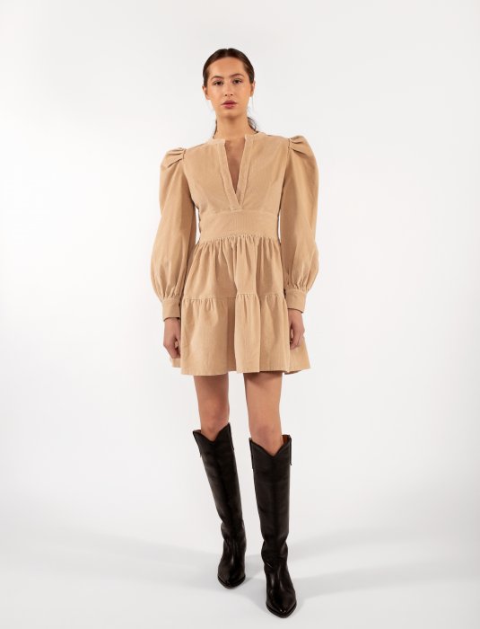 Isabella Corduroy Dress - Humus