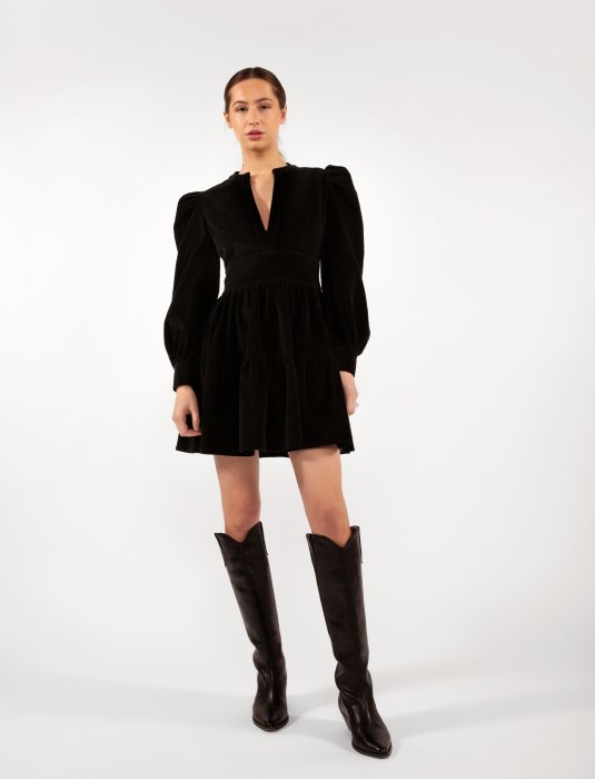 Isabella Corduroy Dress - Black