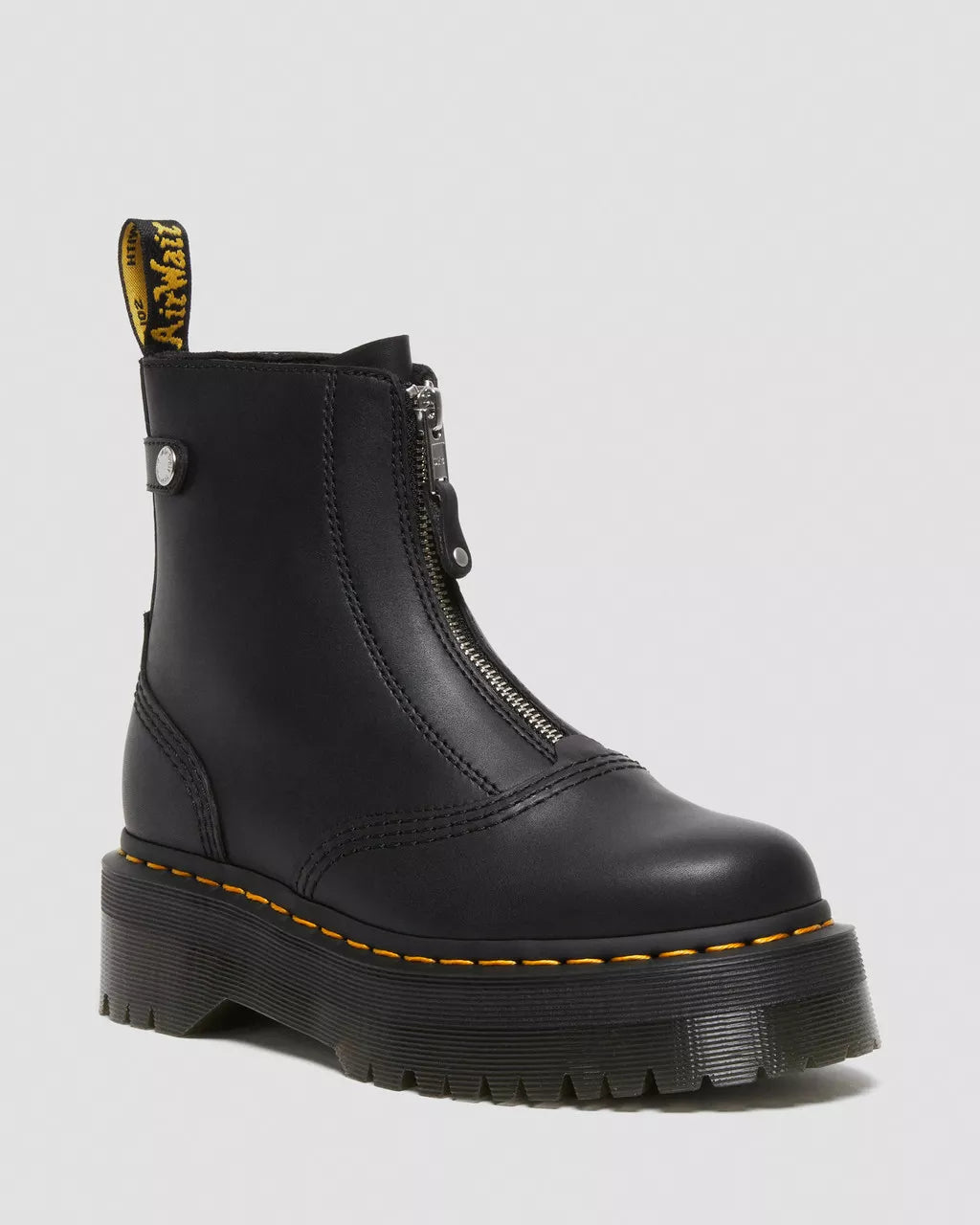 Jetta Zipped Leather Platform Boots - Black Sendal