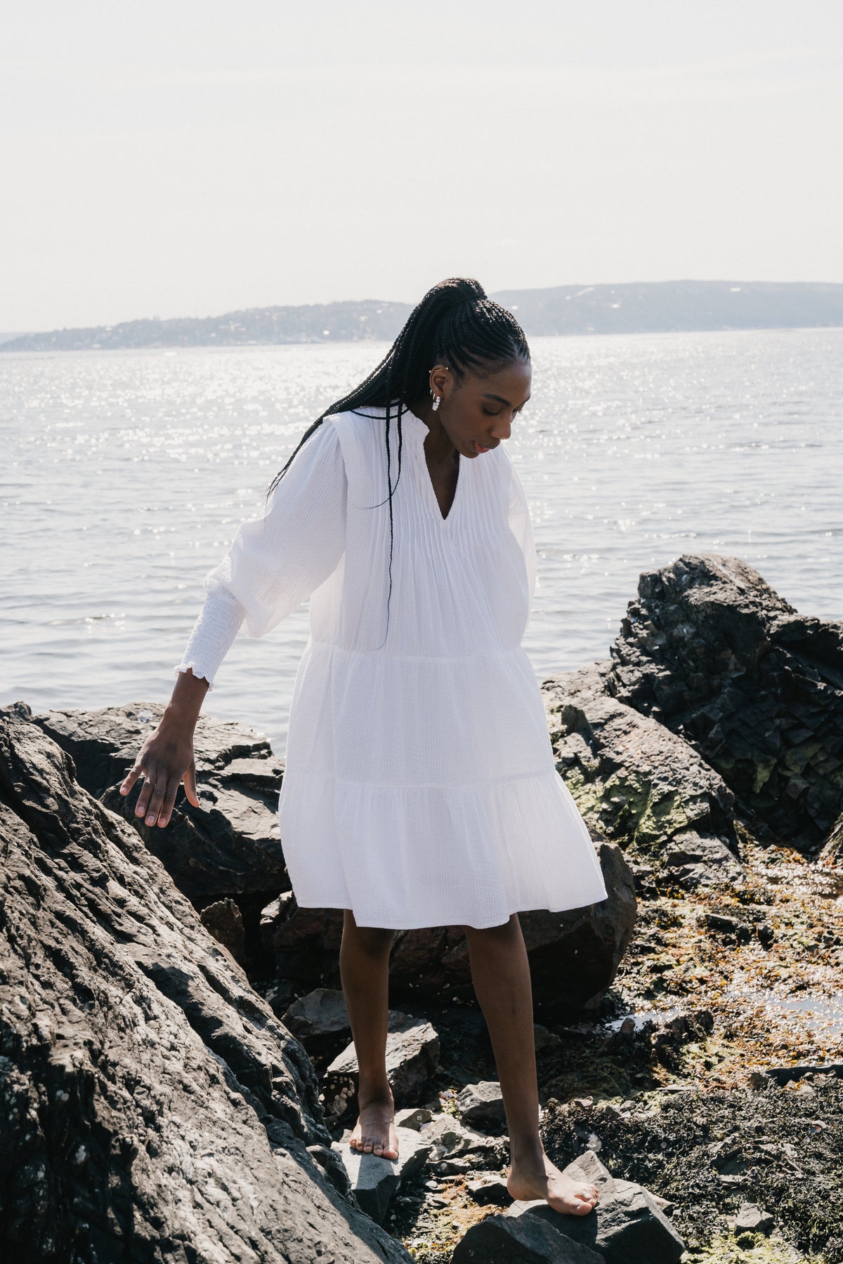 Embla Solid Dress - White
