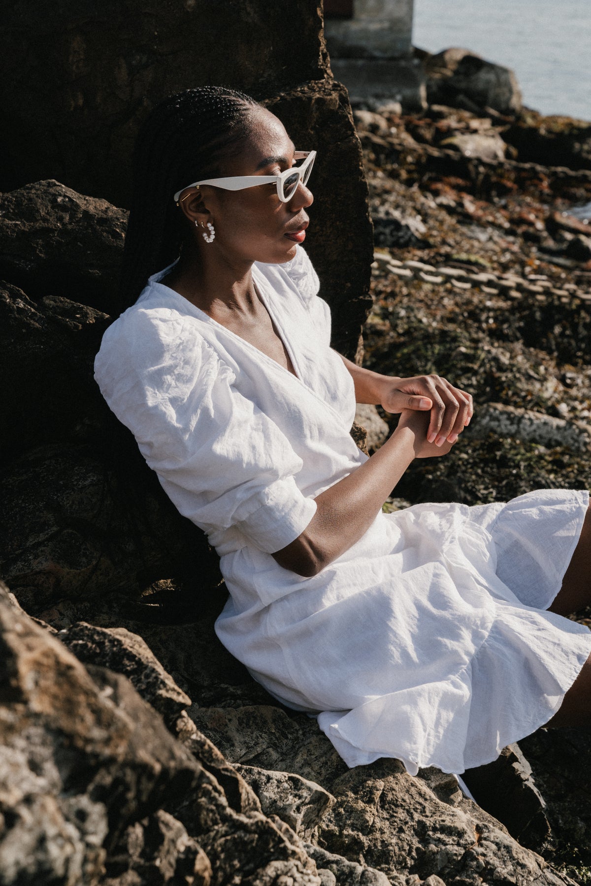 Valkyrie Linen Dress - White
