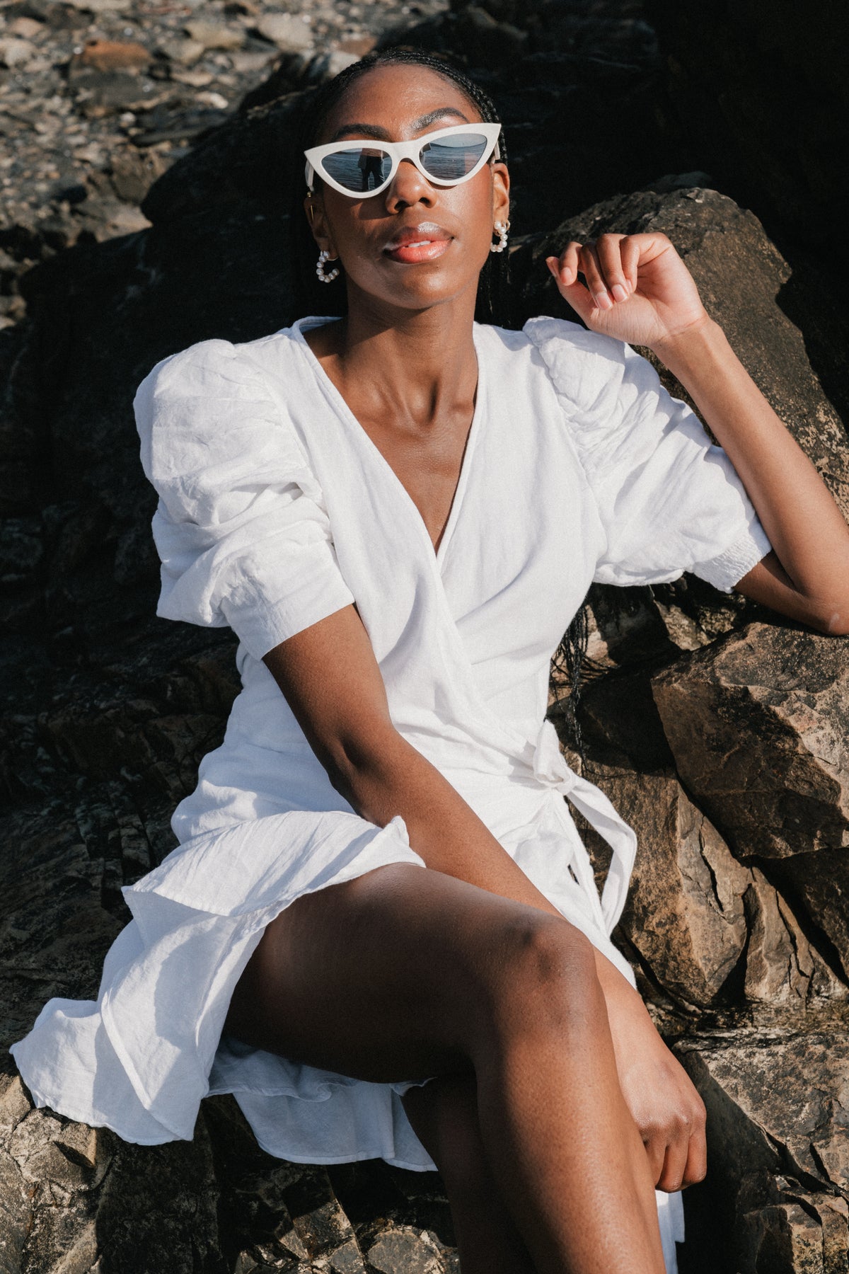 Valkyrie Linen Dress - White