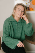 Florie Zip Knit - Sea Green