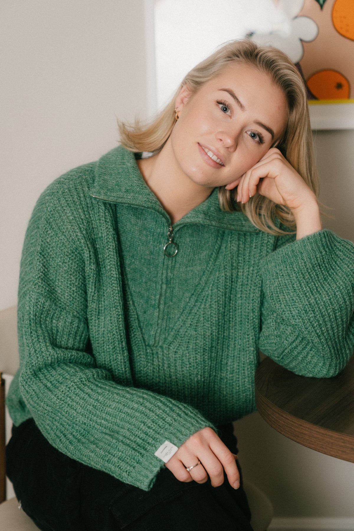 Florie Zip Knit - Sea Green