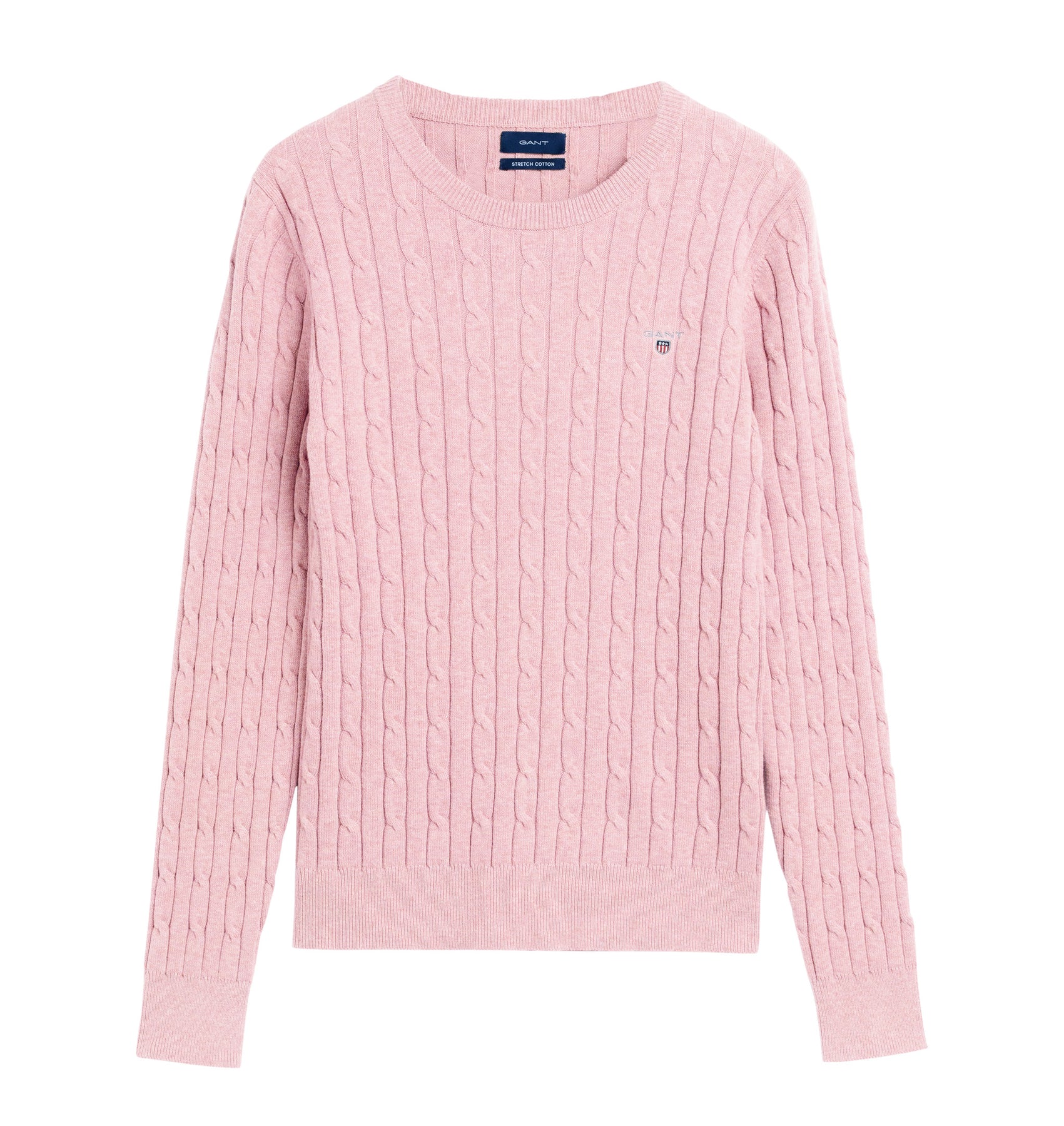 Stretch Cotton Cable Crew - Preppy Pink - GANT - Gensere - VILLOID.no
