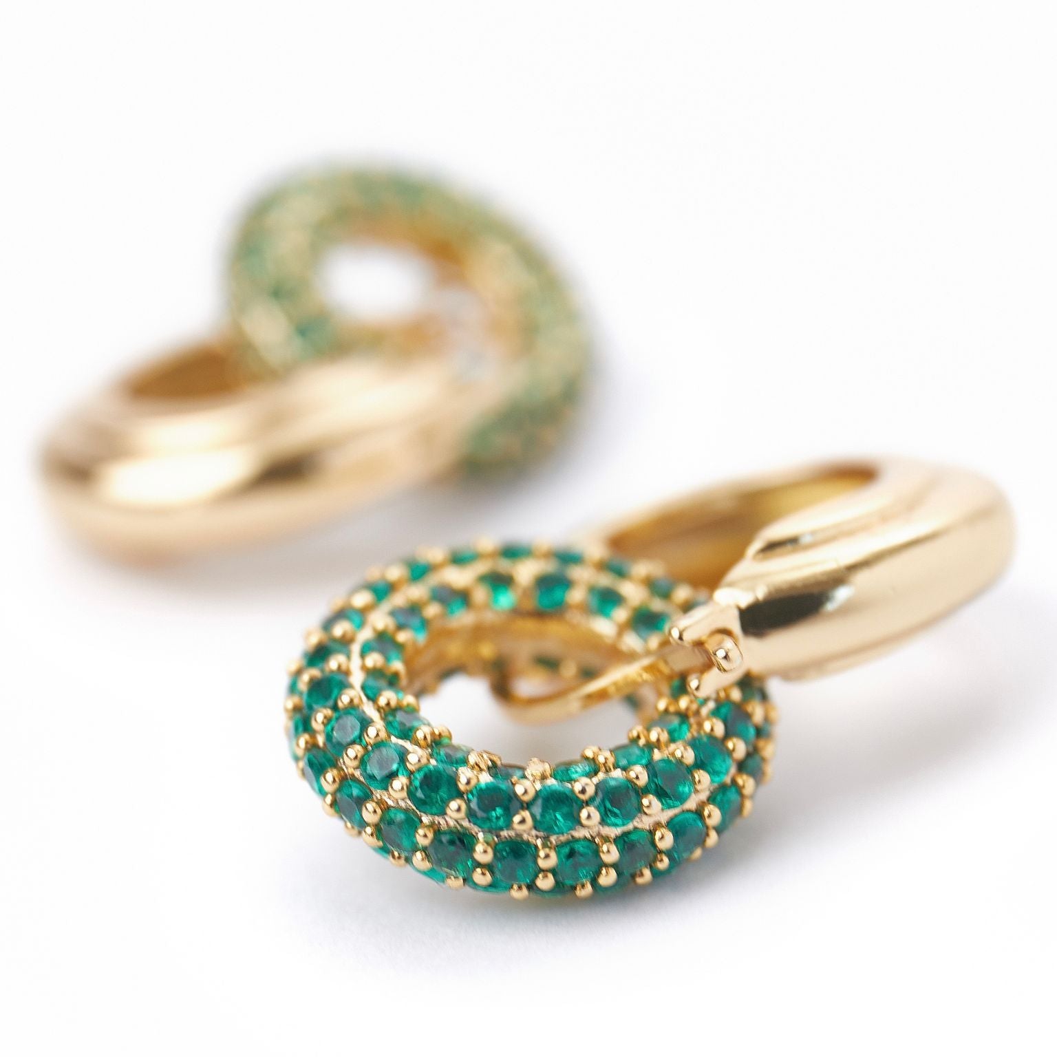 Pave Interlocking Doughnut Hoop Earrings EMD - Gold