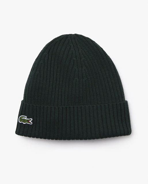 Lacoste Ribbed Wool Beanie - Sinople