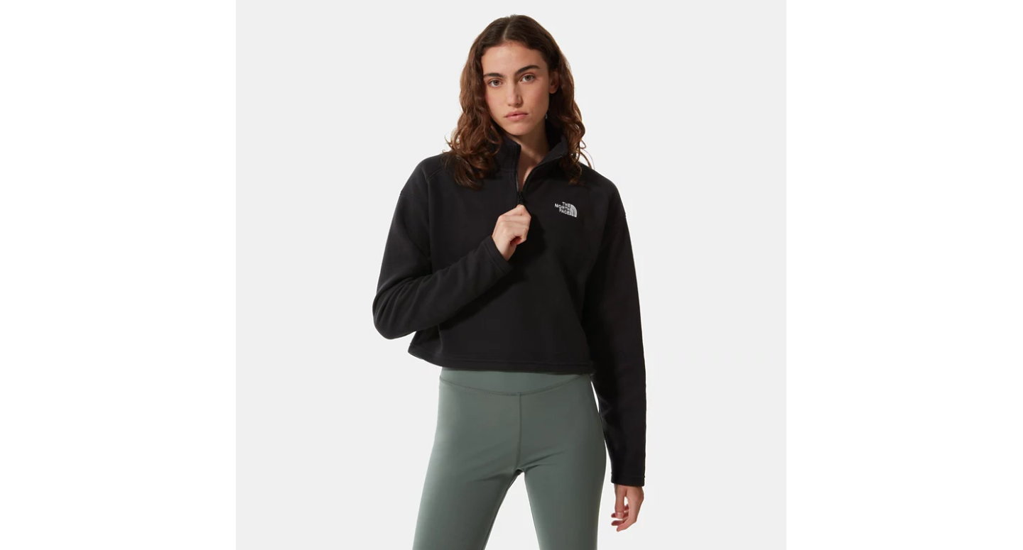 W 100 Glacier Cropped 1/4 Zip - Tnf Black