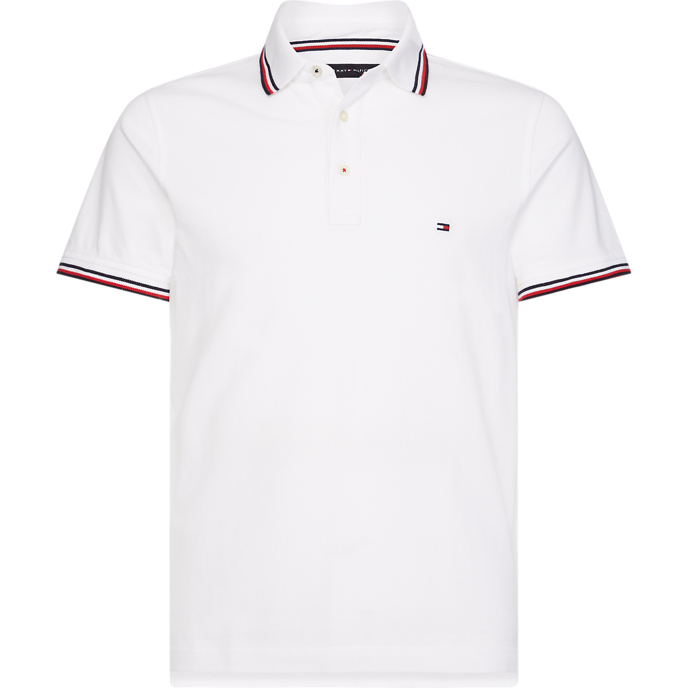 Core Tommy Tipped Slim Polo - White