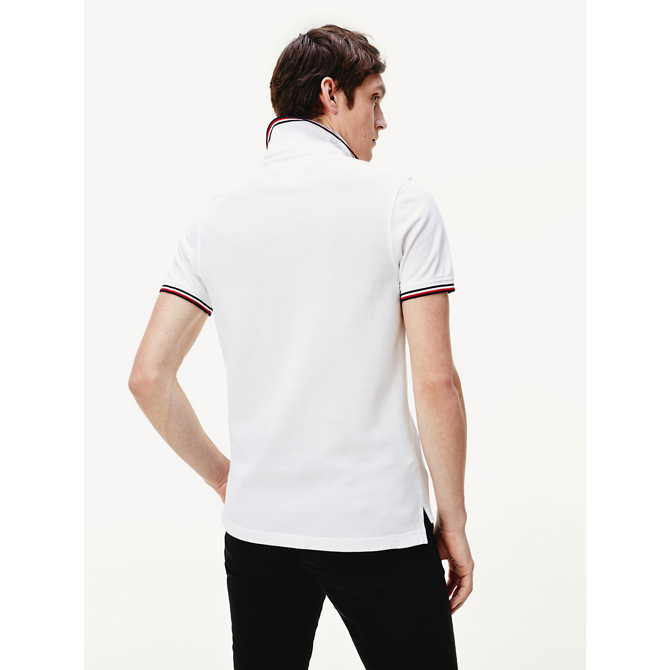 Core Tommy Tipped Slim Polo - White