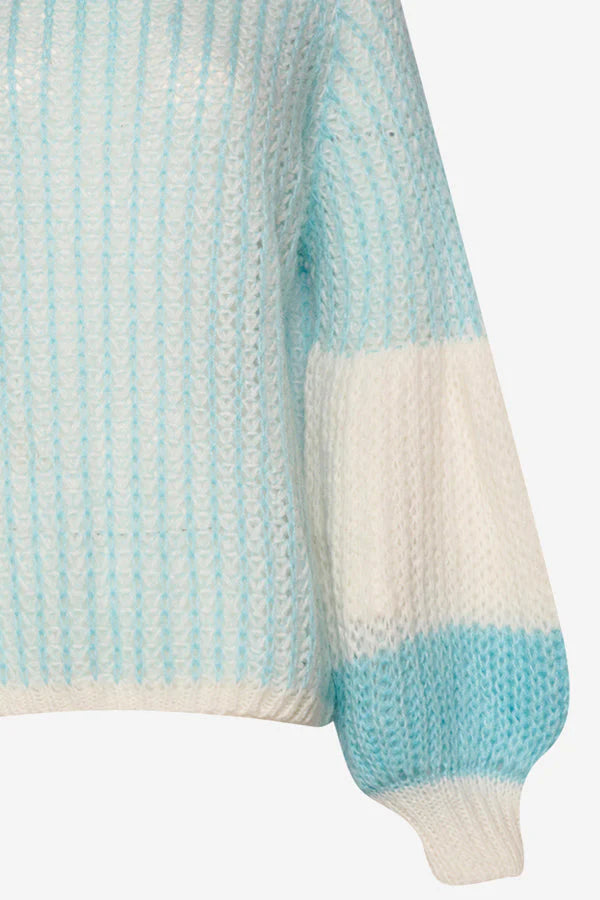 Liana Knit Sweater - Lightblue/White
