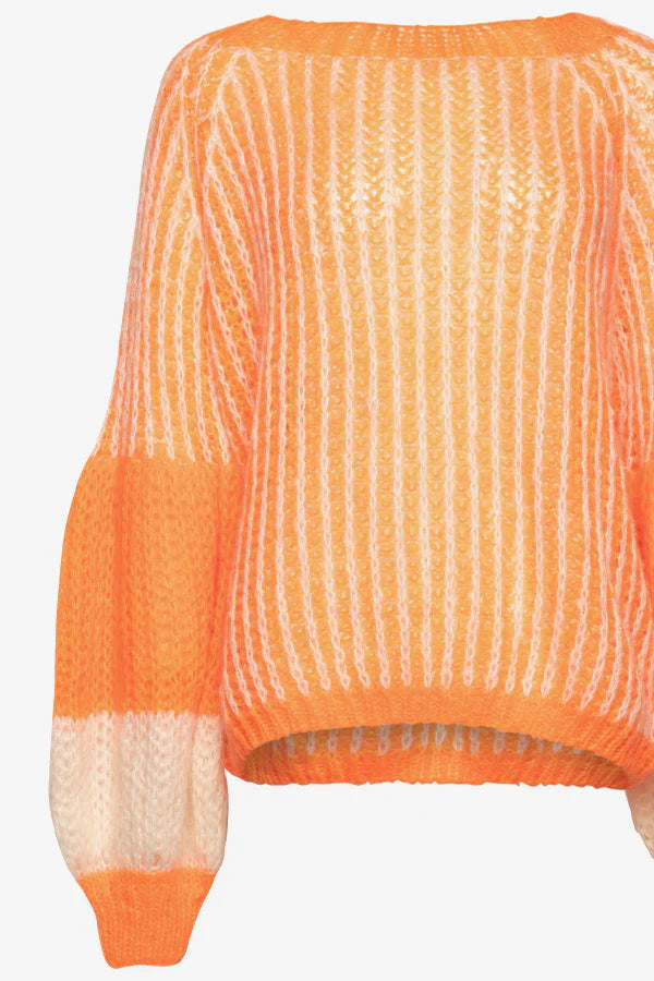 Liana Knit Sweater - Orange/Vit