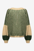 Liana Stickad Tröja - Beige/Bottle Green