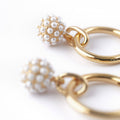Pearl Encrusted Orb Drop Earrings - Gold
