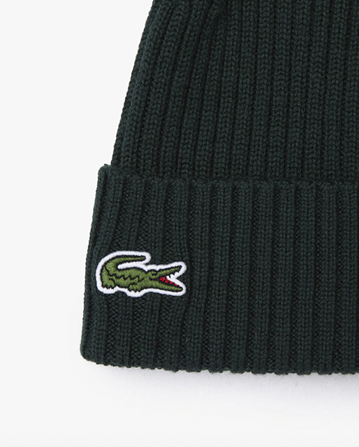 Lacoste Ribbed Wool Beanie - Sinople