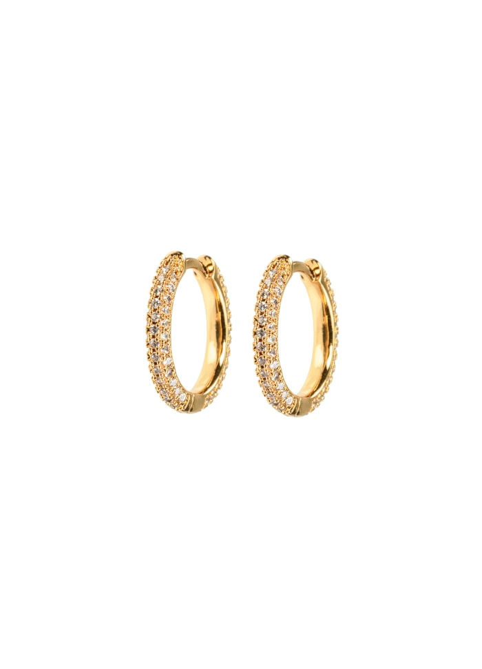Medium Stone Covered Hoops - White