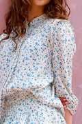 Maxima Blouse - Cream/Blue Flower