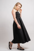 Poplin Smocked Dress - Black