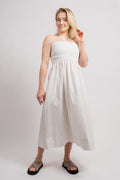 Poplin Smocked Dress - White