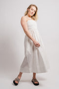 Poplin Smocked Dress - White